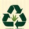 Recycling symbol with a leaf overlay