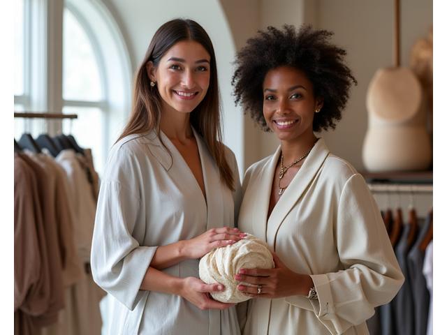 Co-founders Elara Thorne and Jasper Bennett in their Bristol showroom, surrounded by curated fashion and home decor.