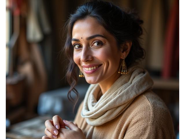 Portrait of Sophia Khan, master tailor and textile artist