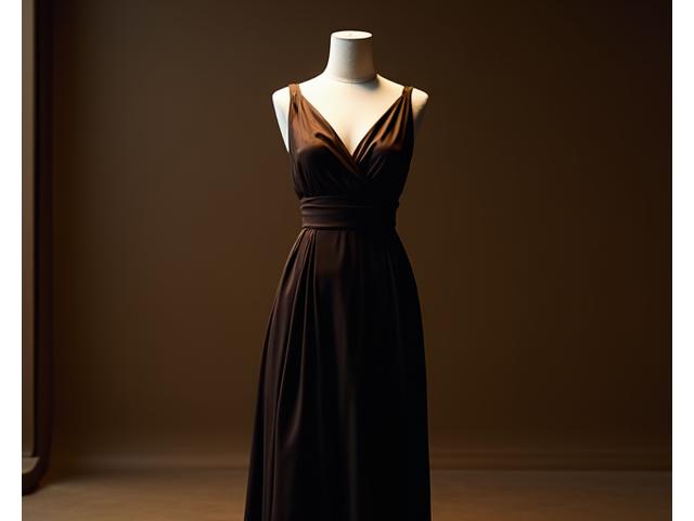 A person elegantly dressed in evening wear, a dark, flowing dress or a sharp suit, suggesting sophistication and formal occasions.