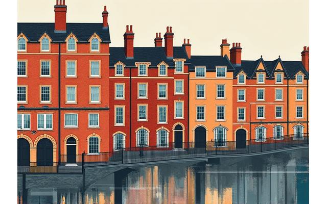A diverse collection of Bristol architectural elements like Georgian sash windows, contemporary loft brickwork, and a view of Clifton Suspension Bridge, creatively arranged to represent different home styles
