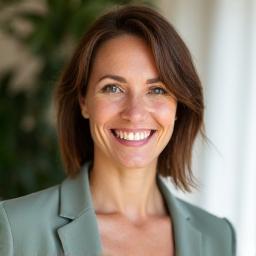 Portrait of Claire Reynolds, a confident and approachable fashion stylist with a subtle smile.