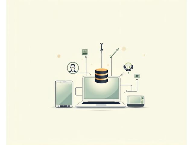 Illustration of various digital devices connected to a central secure database, representing diverse data collection points