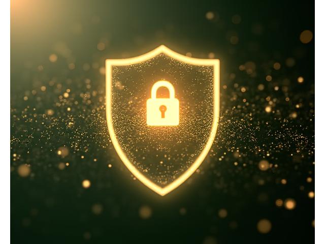 Abstract depiction of data security and GDPR compliance, with a lock icon and abstract data flows