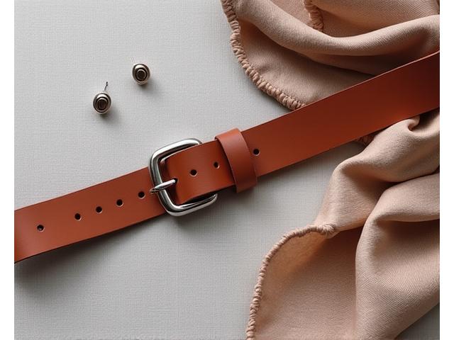 A close-up of a handcrafted leather belt, a silk scarf with an elegant pattern, and delicate silver earrings on a linen background, highlighting accessories.