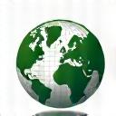 A stylized globe icon with a leaf emblem, symbolizing global ethical sourcing.