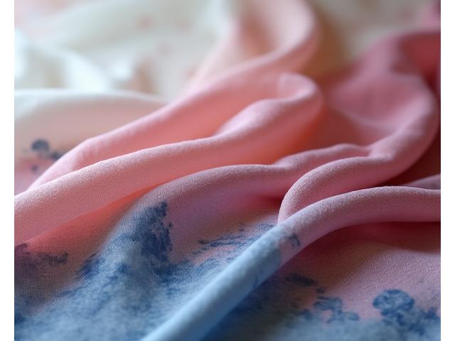 A luxurious silk scarf, hand-dyed with natural, botanical dyes, draped artfully to show off the subtle colour variations.